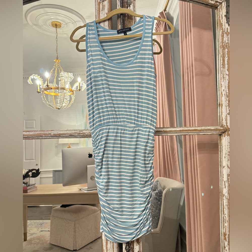 Blue stripe cinch side dress